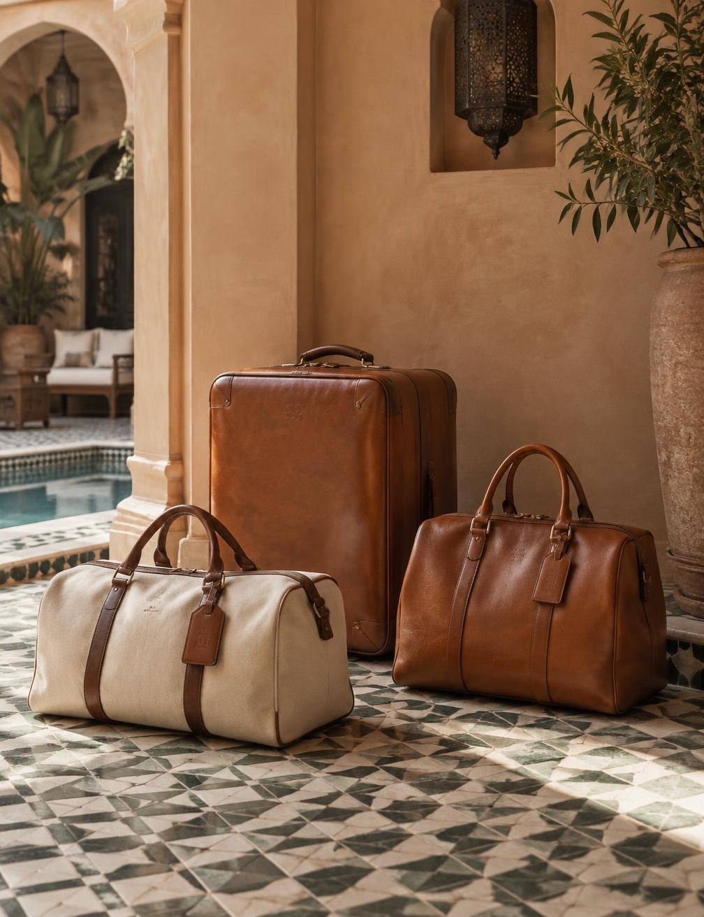 Bagages en cuir dans un logement à Marrakech